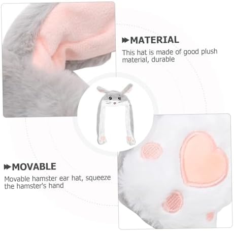 Plush Hamster Hat with Movable Ears for Adults Party Costume Accessory