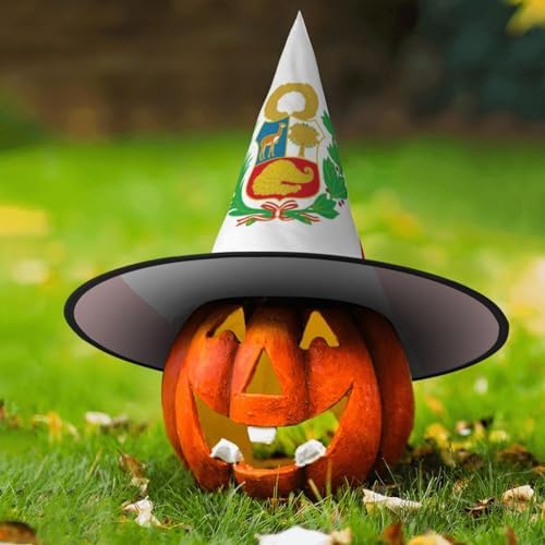 Peru Flag Print Carnival Halloween Witch Hat Party Costume