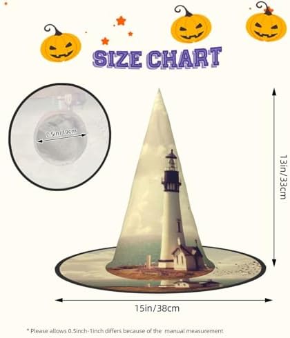 Jbyjbxold Lighthouse Print Witch Hat for Halloween Parties