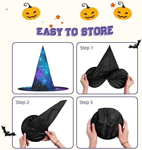 Purple Star Sky Print Witch Hat for Parties and Halloween