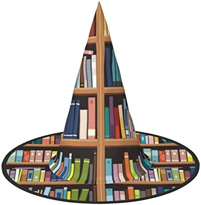 Witch Halloween Hat With Library Bookshelf Print