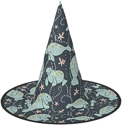Jbyjbx Manatee Animals Print Witch Hat for Halloween and Carnival Events