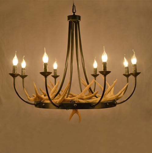 Rustic Deer Antler Chandelier with 8 Lights
