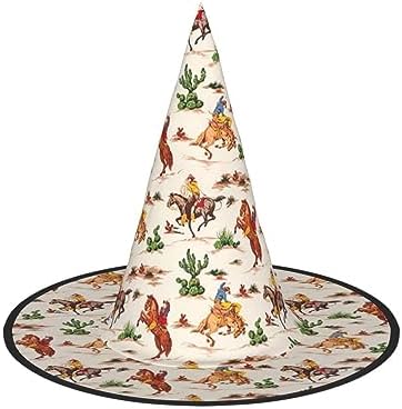 Cowboy Ride Horse Print Halloween Witch Hat for Parties and Costumes