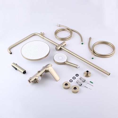 TATITZRO Rainfall Handheld Shower Head Set with 150cm Hose and Brushed Gold Finish