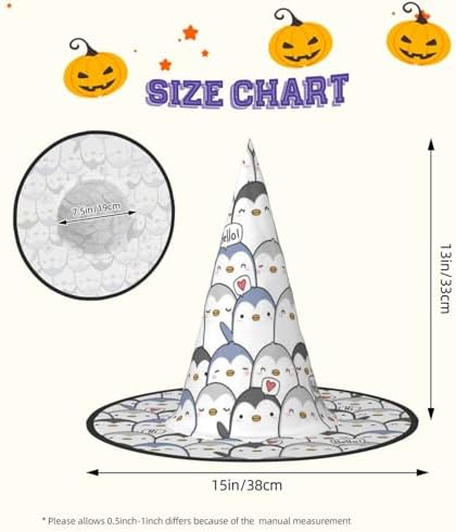 Cute Penguin Print Halloween Witch Hat for Parties