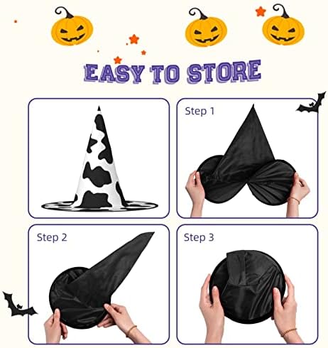 Jbyjbx Foldable Cow Print Witch Hat