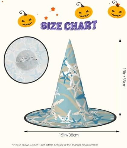 Beautiful Starfish Print Witch Costume Hat for Halloween Parties