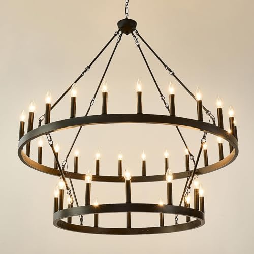 HHR 36 Light 48 Inch Farmhouse Wagon Wheel Chandelier