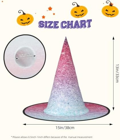 Foldable Blue Red Purple Witch Hat for Halloween Parties