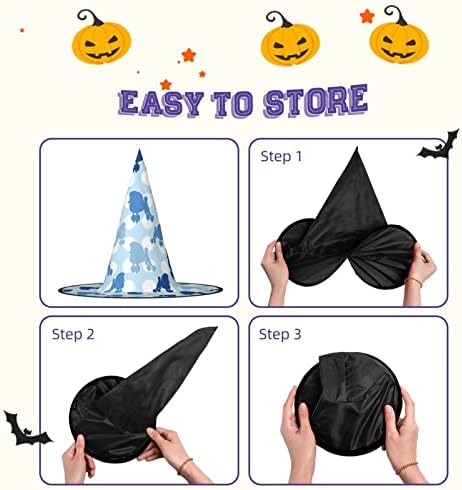Blue Poodle Polka Dot Witch Hat for Parties and Cosplay
