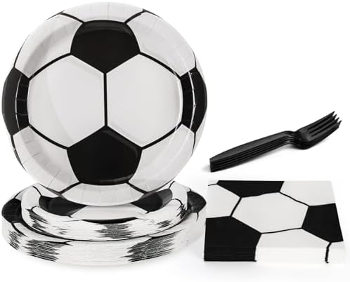 96 Pcs Soccer Party Plates with Napkins and Forks