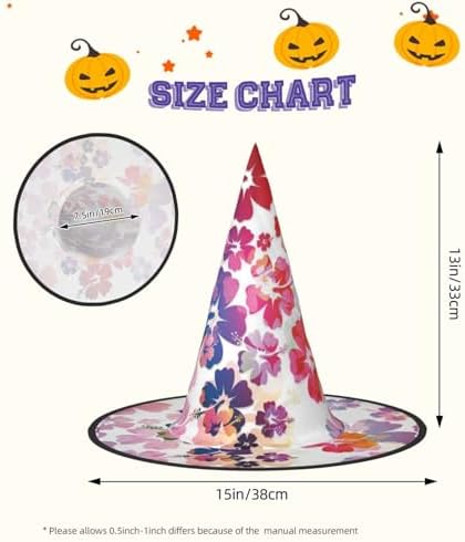 Hawaiian Flower Print Carnival Halloween Witch Hat for Parties