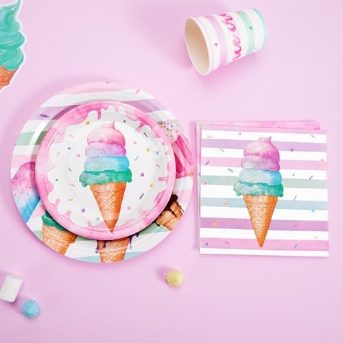 WERNNSAI Ice Cream Party Supplies Set 64 Pcs