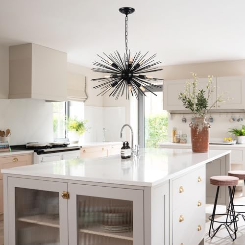 ZIRALIO 24 Inch Black Sputnik 9-Light Chandelier
