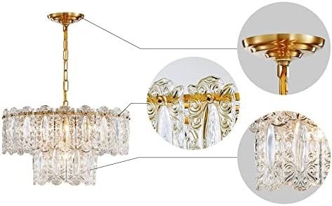 AGV LIGHTING Crystal Chandelier with Gold Finish and 2-Tier Shades