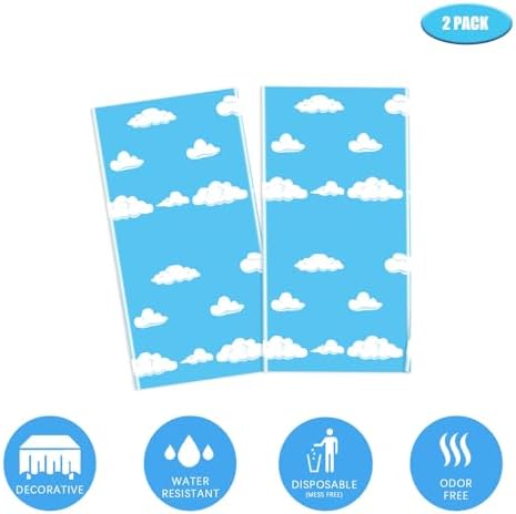 Blue Sky White Clouds Party Tablecloth Set