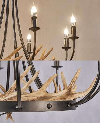 Rustic Deer Antler Chandelier with 8 Lights