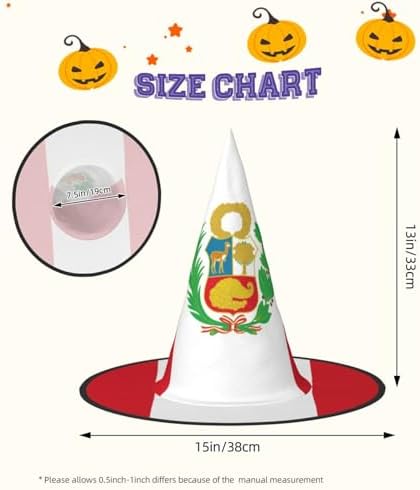 Peru Flag Print Carnival Halloween Witch Hat Party Costume