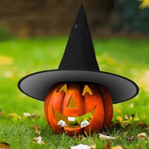 Jbyjbx Black Glitter Print Witch Hat for Parties
