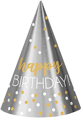 Amscan Sparkling Silver Gold Foil Cone Party Hats