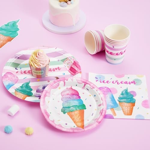 WERNNSAI Ice Cream Party Supplies Set 64 Pcs