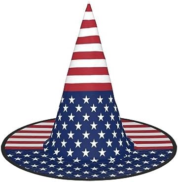 American Flag Stars Stripes Halloween Witch Hat for Parties and Cosplay