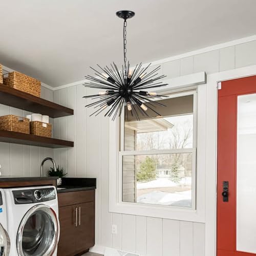 ZIRALIO 24 Inch Black Sputnik 9-Light Chandelier