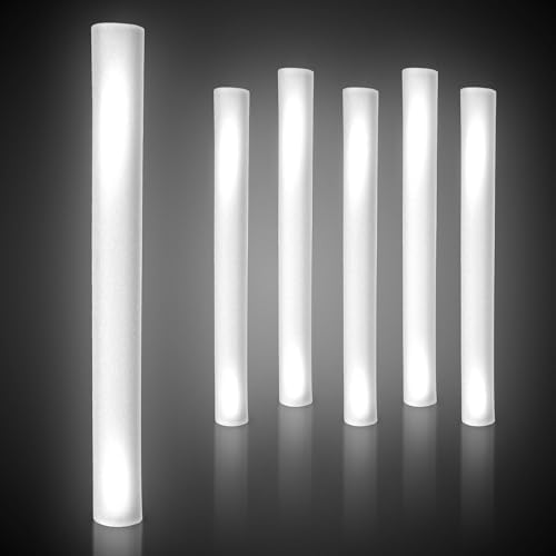 Fun Central 6 Pack White LED Foam Sticks for Parties