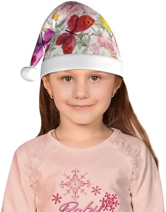 Butterflies Santa Hat for Kids Baby Christmas Plush Headwear