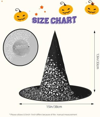 Foldable Black White Glitter Witch Party Hat