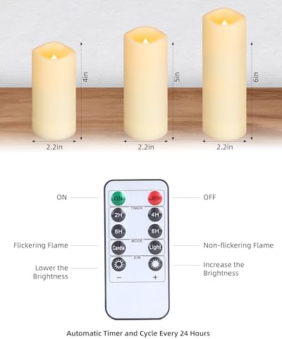 Enido 12 Piece Flameless LED Candles with Remote and Timer