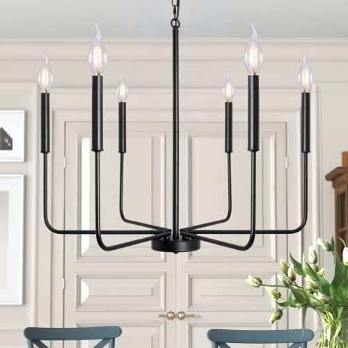 ALISADABOY Black Chandelier 6 Light Farmhouse Pendant Lighting