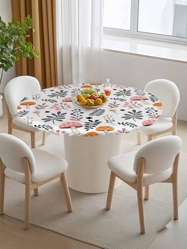 Zankwfner Elastic Waterproof Tablecloth for 55-60 Round Tables