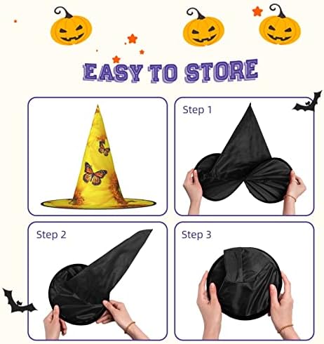 Yellow Flowers Butterflies Print Witch Hat for Halloween Parties