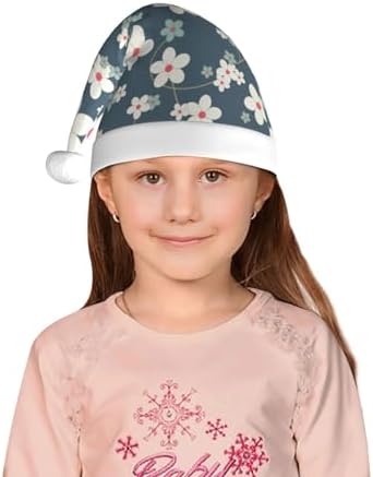 Blue Flower Santa Hat for Kids Christmas Party Headwear