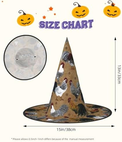 Jbyjbx Rooster And Chicken Print Carnival Halloween Witch Hat