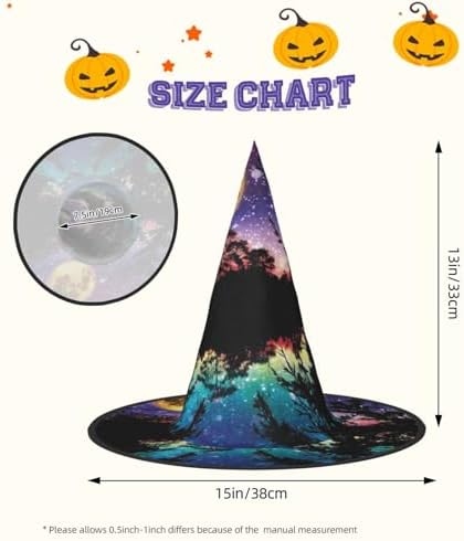 Night Sky With Trees Print Witch Hat for Halloween Parties