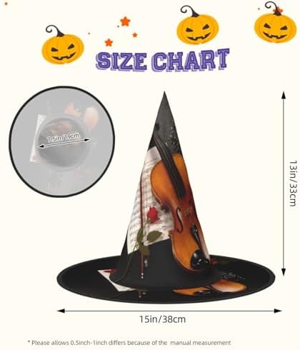 Adjustable Foldable Violin Sheet Music Witch Hat For Halloween Carnival Parties