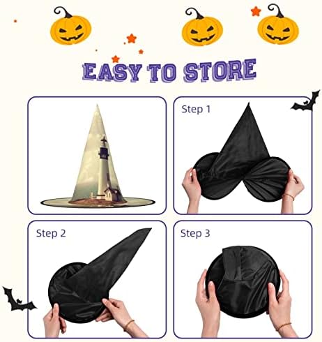 Jbyjbxold Lighthouse Print Witch Hat for Halloween Parties