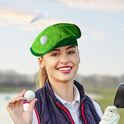 Funny Novelty Golfer Beret Hat with Golf Ball Flag