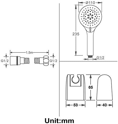 Chrome Handheld Shower Head Set with 3 Spray Modes
