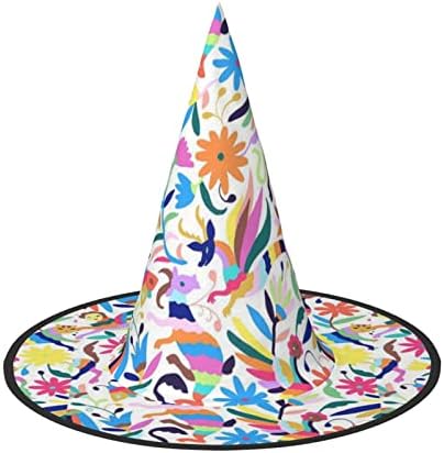 Mexican Otomi Animals Print Witch Hat for Halloween and Parties