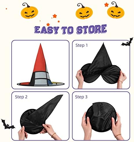 Jbyjbx Red Yellow Blue Black Print Witch Hat For Halloween Parties