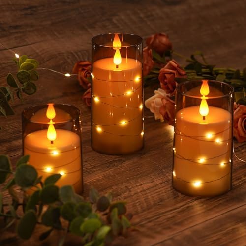 Amagic Flameless Candles With Remote and Fairy Lights