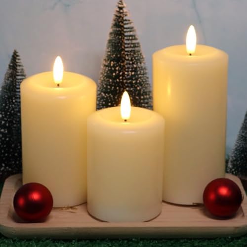 Flameless Candles with Remote and Timer Real Wax Pack of 3