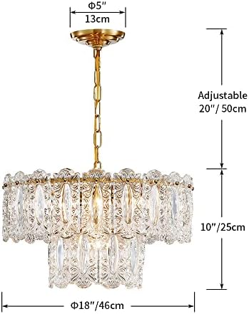 AGV LIGHTING Crystal Chandelier with Gold Finish and 2-Tier Shades