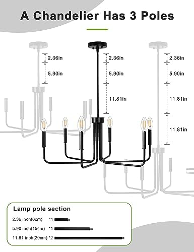 L LOHAS LED 6-Light Black Chandeliers