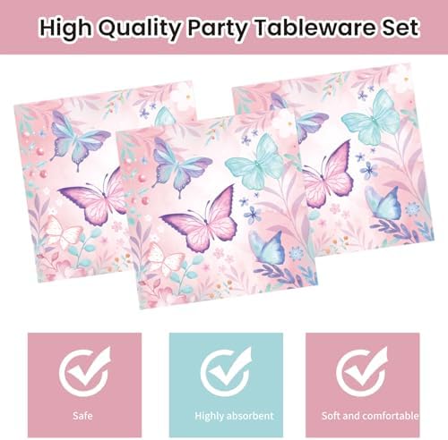 40Pcs Butterfly Plates and Napkins Party Set