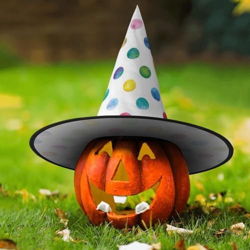 Blue Polka Dot Witch Hat for Halloween Parties